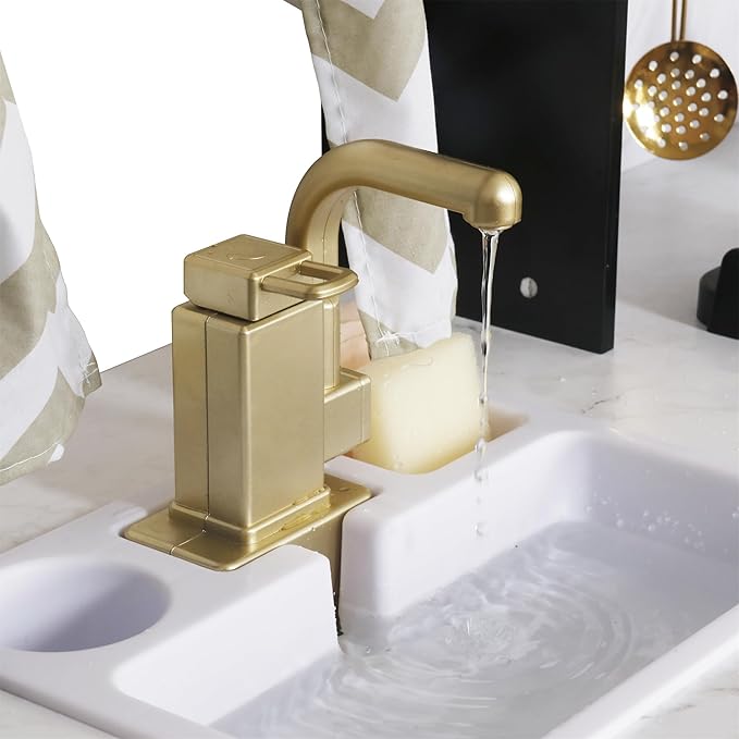 Wooden Play Kitchen with Light & Sound, Toy Sink and Water Dispenser with Runing Water, Large Toddler Kitchen Playset with Washing Machine,Premium Gifts for 3+Years Boys Grils Kids