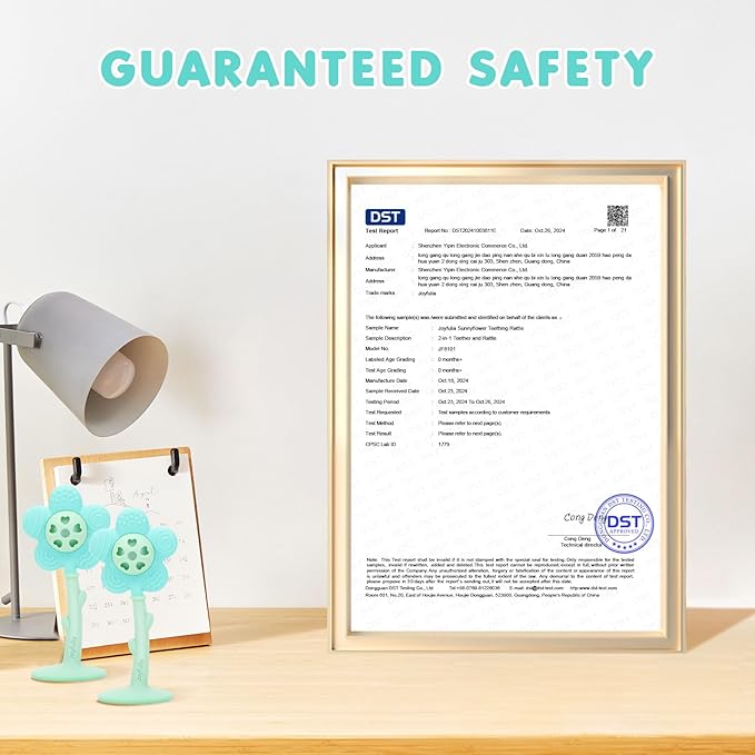 Baby Teething Toys, Teether and Rattle 2-in-1 for Babies 0-6 Months, Food Grade Silicone Teethers for Baies 3-6 6-12 Months, Infant Teething Relief Chew Toys, Sunnyflower Teether Toy BPA Free - Blue