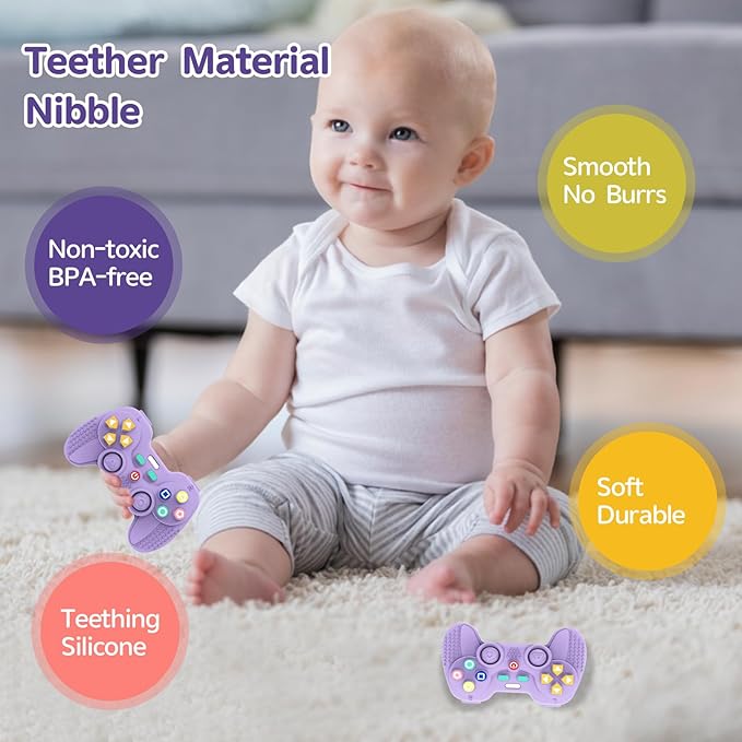Hooku Silicone Teething Toys for Babies 0-6 Months, Teethers for Babies 6-12 Months, Remote Teether for Baby, Sensory Toys for Babies, Baby Chew Toys