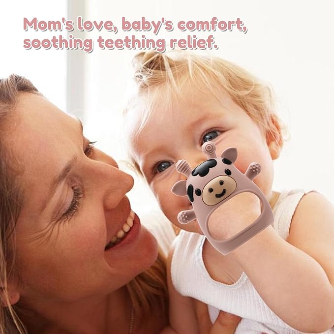 2 Pack Baby Teething Toys 0-6 6-12 Months, Adjustable Anti Dropping Wrist Teething Mittens, Food Grade Silicone Baby Chew Toys for Sucking Needs Teether for Newborns Infants Teething Relief