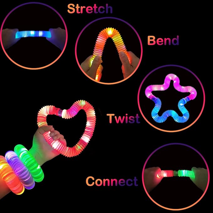 24 PCS New Years Eve Light Up Party Favors Supplies for Kids 4-8-12,Bulk Glow Sticks Bracelet Necklace Accessories for Toddlers,Birthday Treat Return Gifts,Christmas NYE 2026 Goodie Bag Stuffers