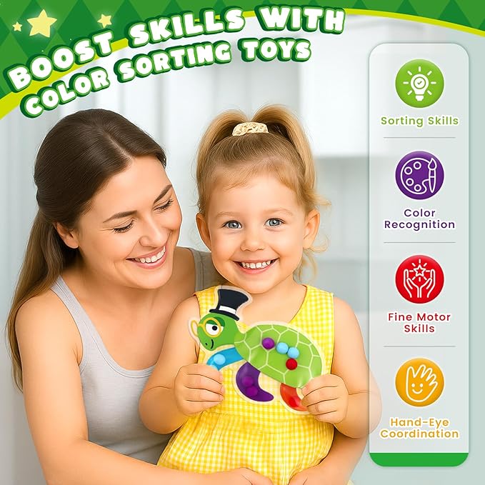 3 otters Color Sorting Toy, Matching Games for Toddlers Sensory Fidget Toy for Kids Fine Motor Matching Games for Preschool Gifts Activities Travel Essential Christmas Stock Stuffering