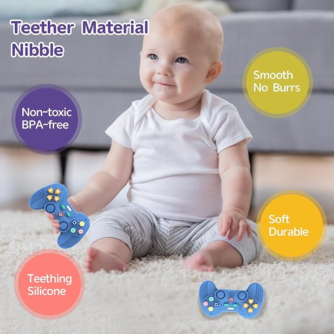 Hooku Silicone Teething Toys for Babies 0-6 Months, Teethers for Babies 6-12 Months, Remote Teether for Baby, Sensory Toys for Babies, Baby Chew Toys