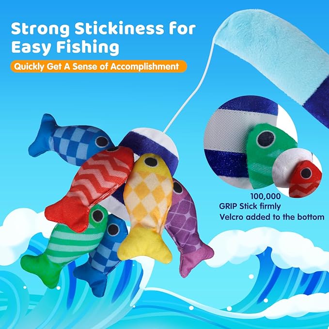 Fish Montessori Toys Gift for Baby 1 year Old 12-18 Months, 22 pcs Fishing Sorting Toy 1 2 Year Kids with Stacking Cups, Boy One Year Old Girls Easter Birthday Gift Toddler Toys for Aged 1 2