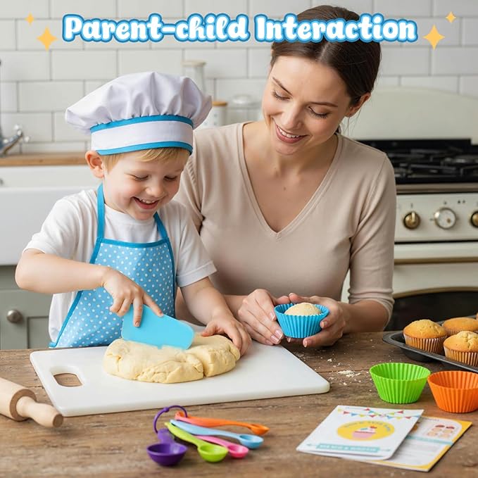 LovesTown Kids Cooking and Baking Sets, 32PCS Play Kitchen Accessories Pretend Play Toys for Toddler Birthday for Boys