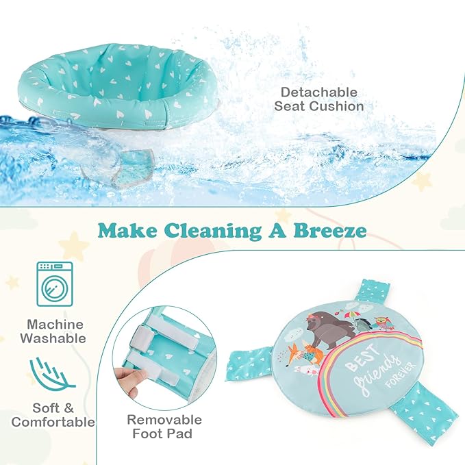 HONEY JOY Baby Bouncer Activity Center, Infant Jumper and Table w/ 360° Rotary Seat, 3 Adjustable Heights, Mat, Music, Lights, Sounds & Developmental Toys, Activity Center for Babies 6+ Months, Blue