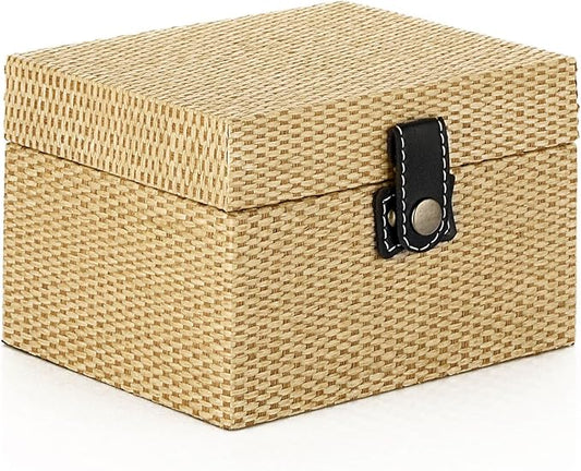 Hipiwe Jewelry Box Treasure Chest Box Wooden Decorative Jewelry Box Square Trinket Storage Box with Clasp Memento Case Keepsake Jewelry Organizer Birthday Christmas Gift