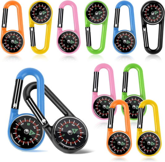 12 Pcs Mini Compass Keychain for Kids Bulk, Small Pocket Magnetic Compass Survival Hiking for Outdoor Survival Camping Party Backpacking Accessory