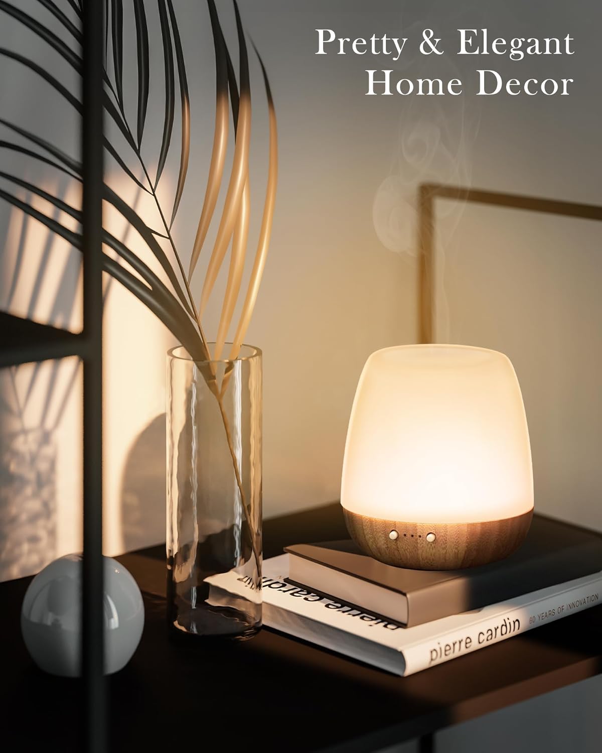 Glass Essential Oil Diffuser, 180ml Ultrasonic Aroma Diffuser for Essential Oil Large Room, Auto-Off Timer & Night Light, Quiet, Air Diffusers for Home Bedroom Office, Gift Idea