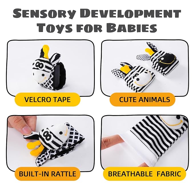 Baby Toys 0-6 Months,High Contrast Baby Toys for Newborn,Black and White Toys,Infant Rattle Socks and Wrist Toy,Newborn Toys 0 3 Months Brain Development,0-6 Months Babies Boy Girl Gift