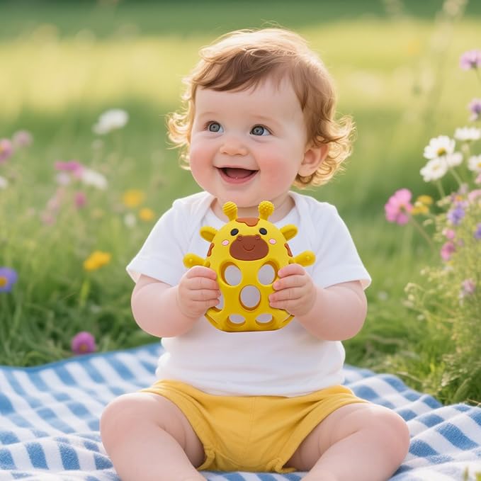 Baby High Chair Toys Teething Chew - Baby Table Toys, High Chair Suction Toy Teething Toys Silicone Teethers, Food Grade Silicon for 6 12 18 Months Yellow