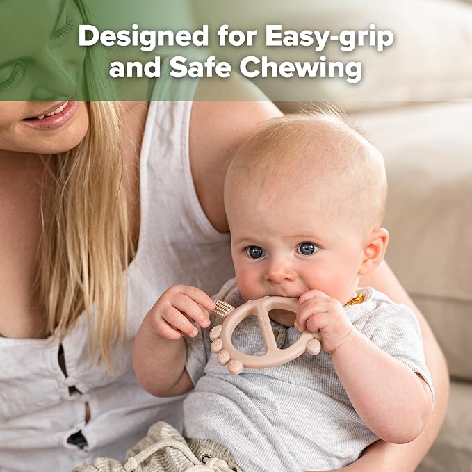 Haakaa Silicone Crab Baby Teether,Teething Toys,360°Baby Toothbrush Head for Infant Self-Brushing Training,Food-Grade Silicone,Blush