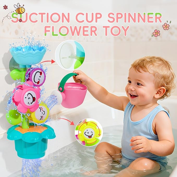 Toddler Bath Toys for Kids Ages 1-3, 17PCS Easy Clean & Colorful Mold Free Bath Toys for Babies 6-12 Months with Educational Stacking Cups Fun Bathtub Pool Water Toys for Toddler 2-4 Stocking Stuffers