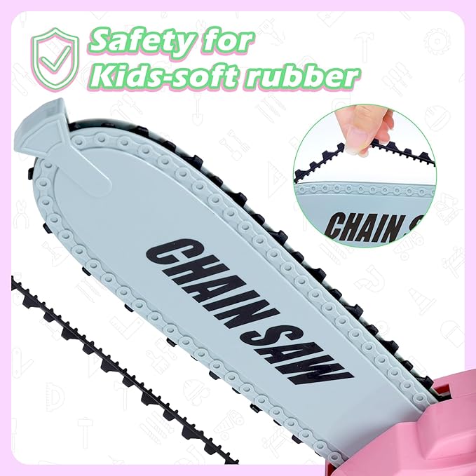 Skirtoy Toy Chainsaw for Kids, Family Day Games Pretend Play Series Kids Tool Set, Outdoor Electronic Chainsaw Toy Tool Set, STEM Preschool Toddler Tool Sets, Gifts