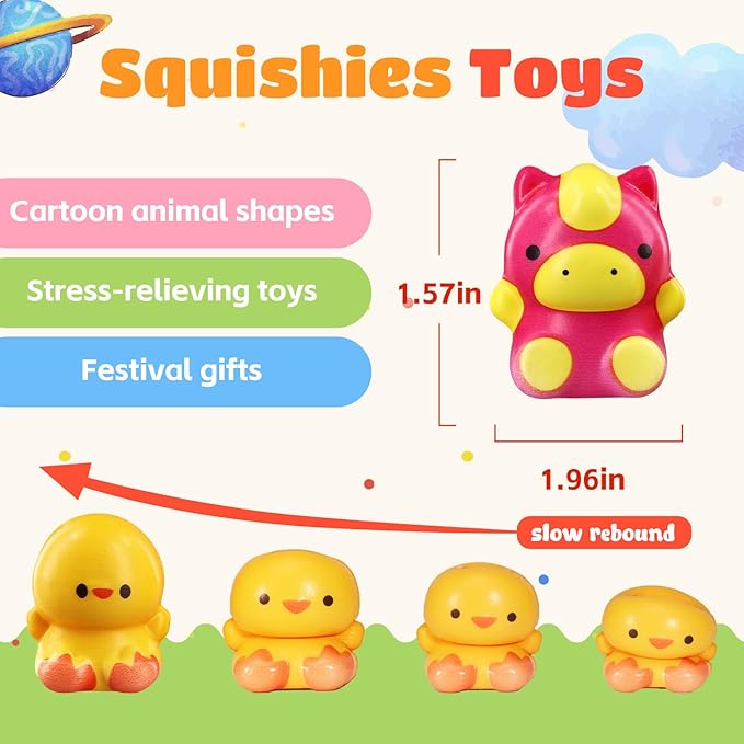 24PCS Animal Party Favor Toys, Stress Relief Fidget Toys for Kids, Goodie Bag Fillers, Classroom Prizes Birthday Gifts for Boys Girls, Stress Relief Fidget Toys (24 Universal Animal)