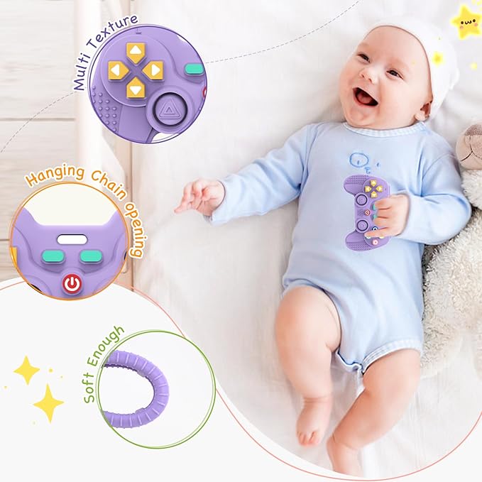Hooku Silicone Teething Toys for Babies 0-6 Months, Teethers for Babies 6-12 Months, Remote Teether for Baby, Sensory Toys for Babies, Baby Chew Toys
