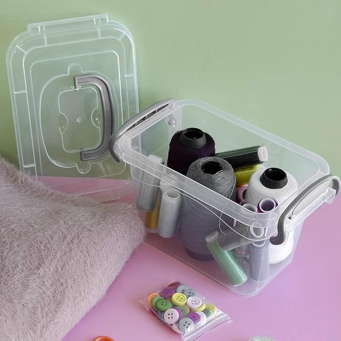 1.5 L Clear Mini Storae Box, 6-Pack Tiny Plastic Storage Latch Box