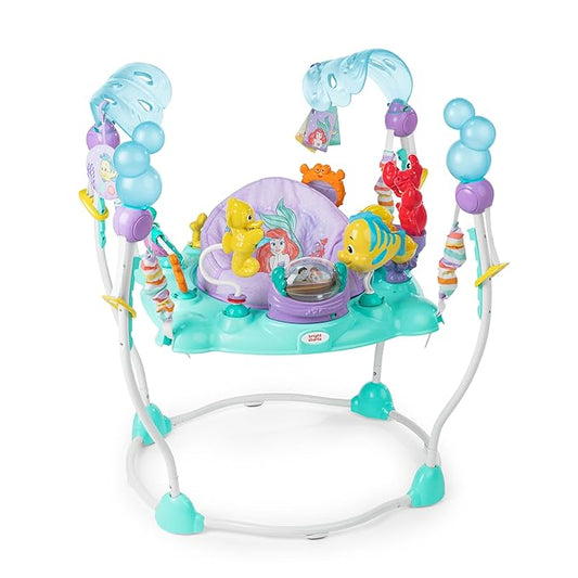 Bright Starts Disney The Little Mermaid Sea of Activities Baby Activity Jumper with Interactive Toys, Lights & Music with Disney Princess Ariel, 6-12 Months (Blue)