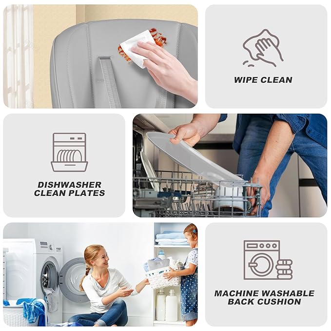 High Chairs for Babies and Toddlers Convert to Baby Swings Foldable High Chair Adjustable Convertible with Reclining Seat & Leg Rest, 3-in-1 with Tool-Free Assembly (Grey)