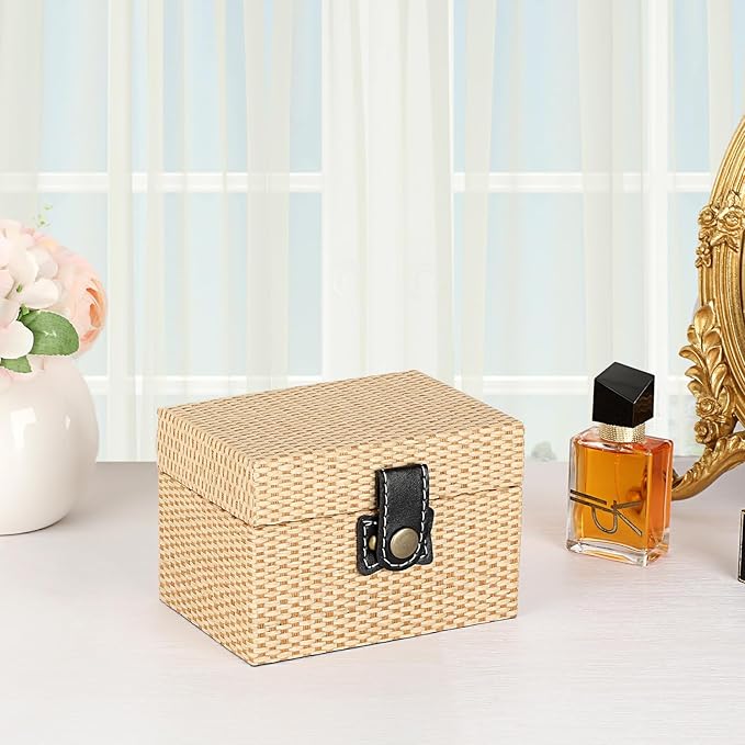 Hipiwe Wooden Decorative Box with Hinged Lid Treasure Chest Box Small Storage Box for Mementos,Jewelry,Trinket Photo Home Decor Gift for Birthday Anniversaries