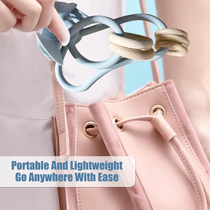 Montessori Educational Toys For Infant Toddlers, High Chair Toys With Suction Cups For Toddlers 0-6 M+ Food Grade Silicone Teething toy For Toddler 6M+, Parent-Child Baby Toy Set 12 18 M+ (Dusty Blue)