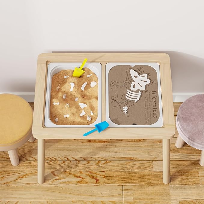 Sensory Table, Kids Activity Table, Wooden Play Table with Bins, Montessori Table, Chalk Board and Whiteboard
