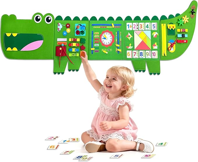 Crocodile Foldable Activities Montessori Busy Board Toddler Busy Board Montessoris Toys for 3+ Years Old Wall Panel