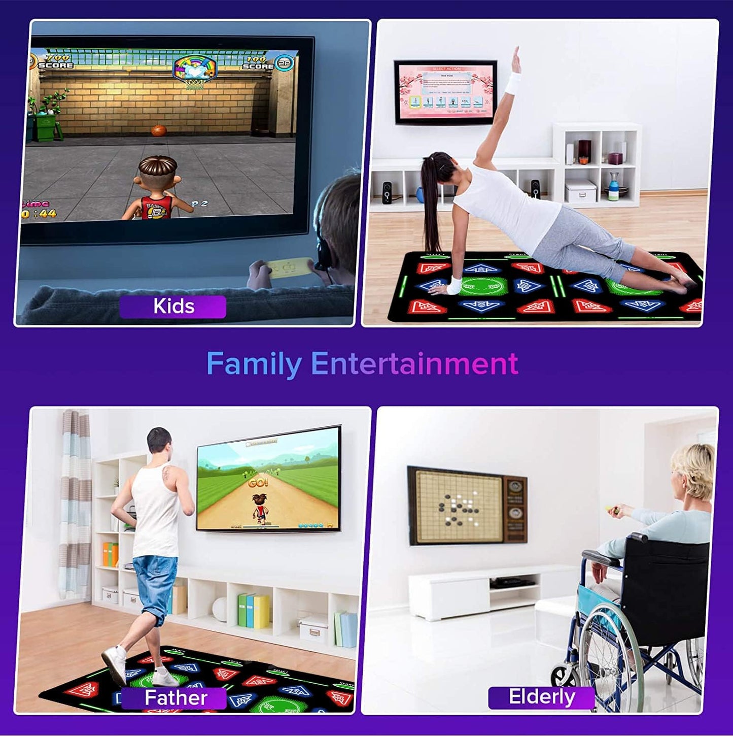 HDMI Dance Mat 64GB Storage, 1000 Games,885 Songs,81 MTV Videos.Dance pad Combines Dance, Yoga, Aerobics, Running, Sports, and Puzzle Games A Prestigious Gift for Boys & Girls. Flannel Material