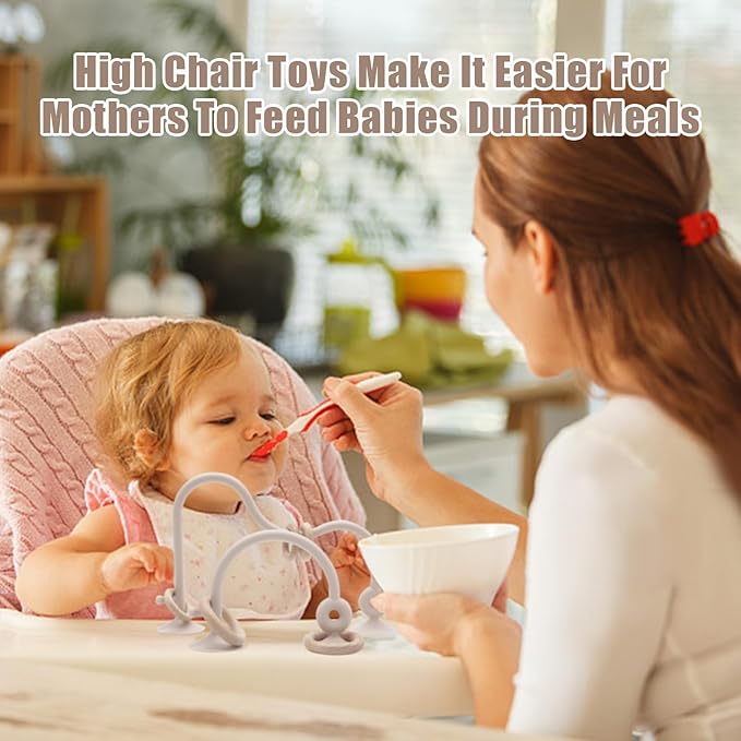 High Chair Toys with Suction Cups for Infant Toddlers Silicone Suction Cup Montessori Educational Teething Toy for Babies Ages 0-6 M+ Baby Teething Toys for 6 to 12 Months(Beige)