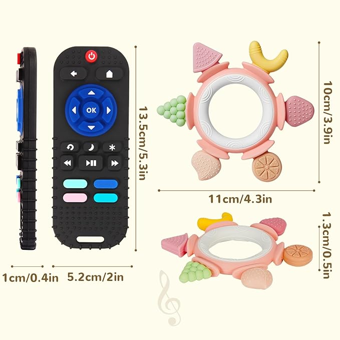 Hooku Silicone Teethers for Babies 6-12 Months, Teething Toys for Babies 0-6 Months, Baby Fruit Teethering Rings, BPA Free Baby Chew Toys, Infants Gifts