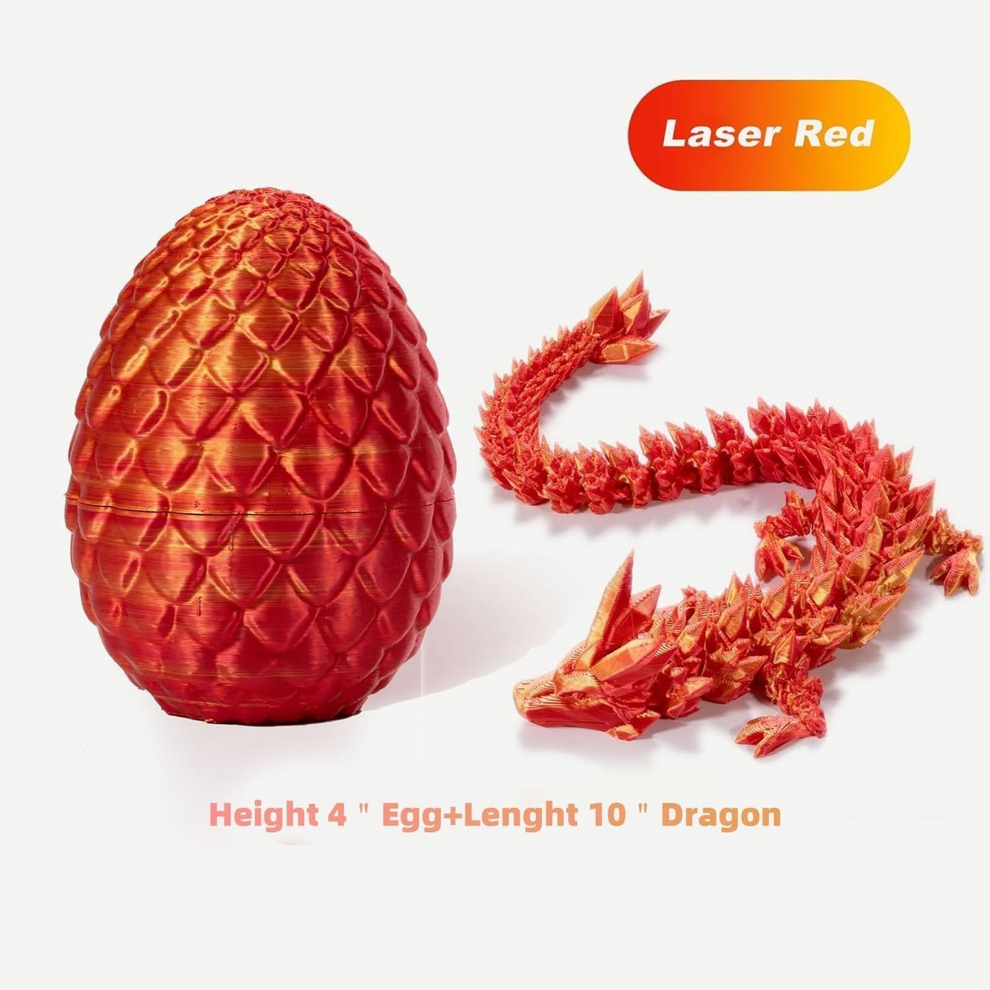 3D Printed Dragon Eggs with Dragon Inside, Articulated Crystal Dragon in Egg, Executive Dragon Fidget Desk Toys for Gifts, Home Office Decor (Red)