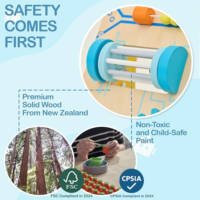 Monläurd® Robot Wooden Baby Walker, Adjustable Push ＆ Pull Toy, Montessori Activity Center, Learning Activity Walker - Ideal for Early Development & Motor Skills for Toddlers