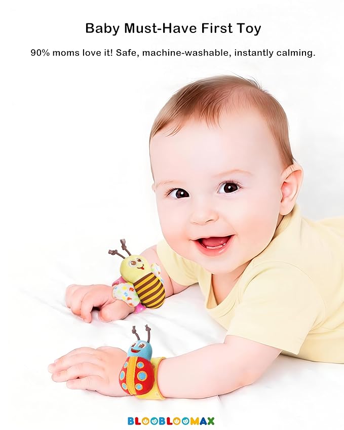 Bloobloomax Baby Rattles Toys for 0-12 Month, Infant Girl Boy Toys for Babies 3-6 Months, Newborn Hand & Foot Toys for 0 to 9 Months, Baby Shower Gifts Set with Wrist Rattle Socks
