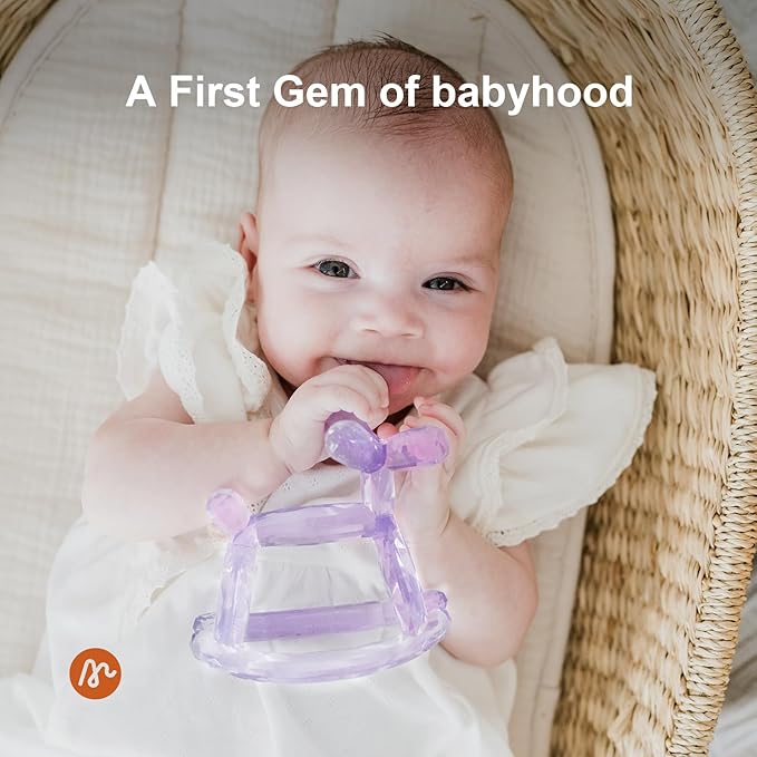 Crystal Jelly Baby Teether – Teething Toys 3-6 Months Food Grade Silicone Teether with Storage Box and Pacifier Clip, Safe for Babies (Voyages Clip+Box)