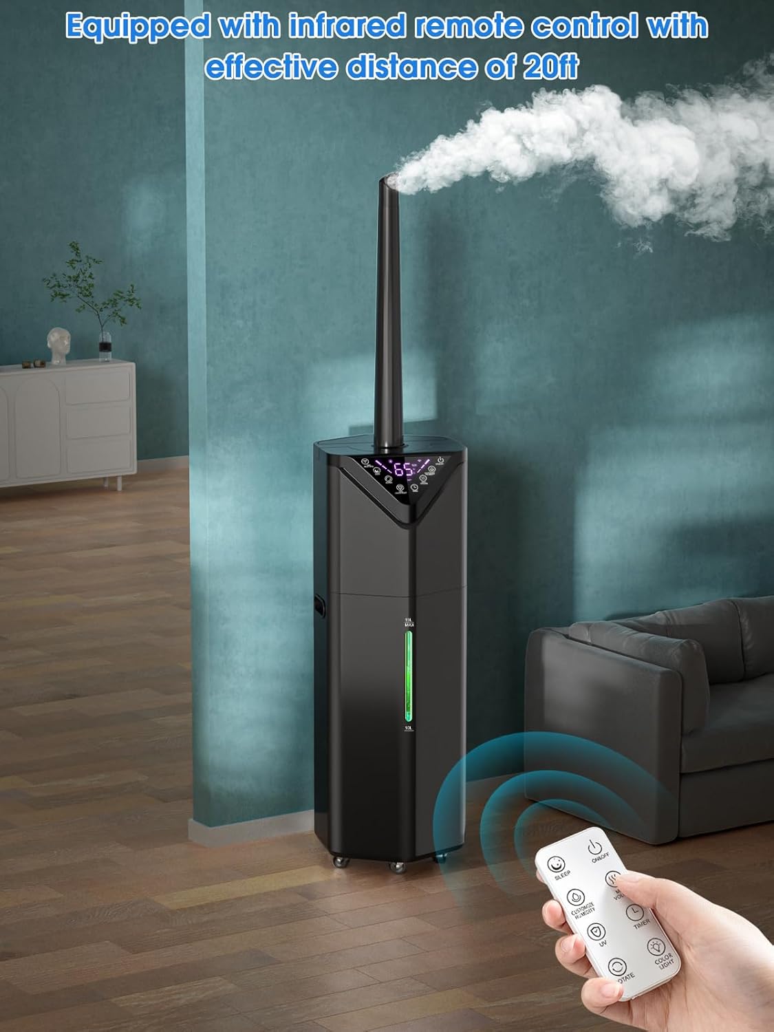 5Gal Humidifiers for Bedroom Large Room 2800 sq ft, 19L Quiet Humidifiers for Large Room, Floor Humidifier with 6 Mist Mode & Auto 180°Mist Tube for Home Whole House School Office Commercial Plants