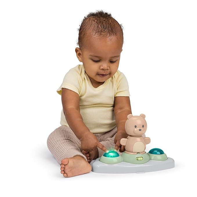 Ingenuity Spring & Sprout 2-in-1 Baby Activity Center Jumper and Table with Infant Toys - Ages 6 Months +, First Forest in Pink