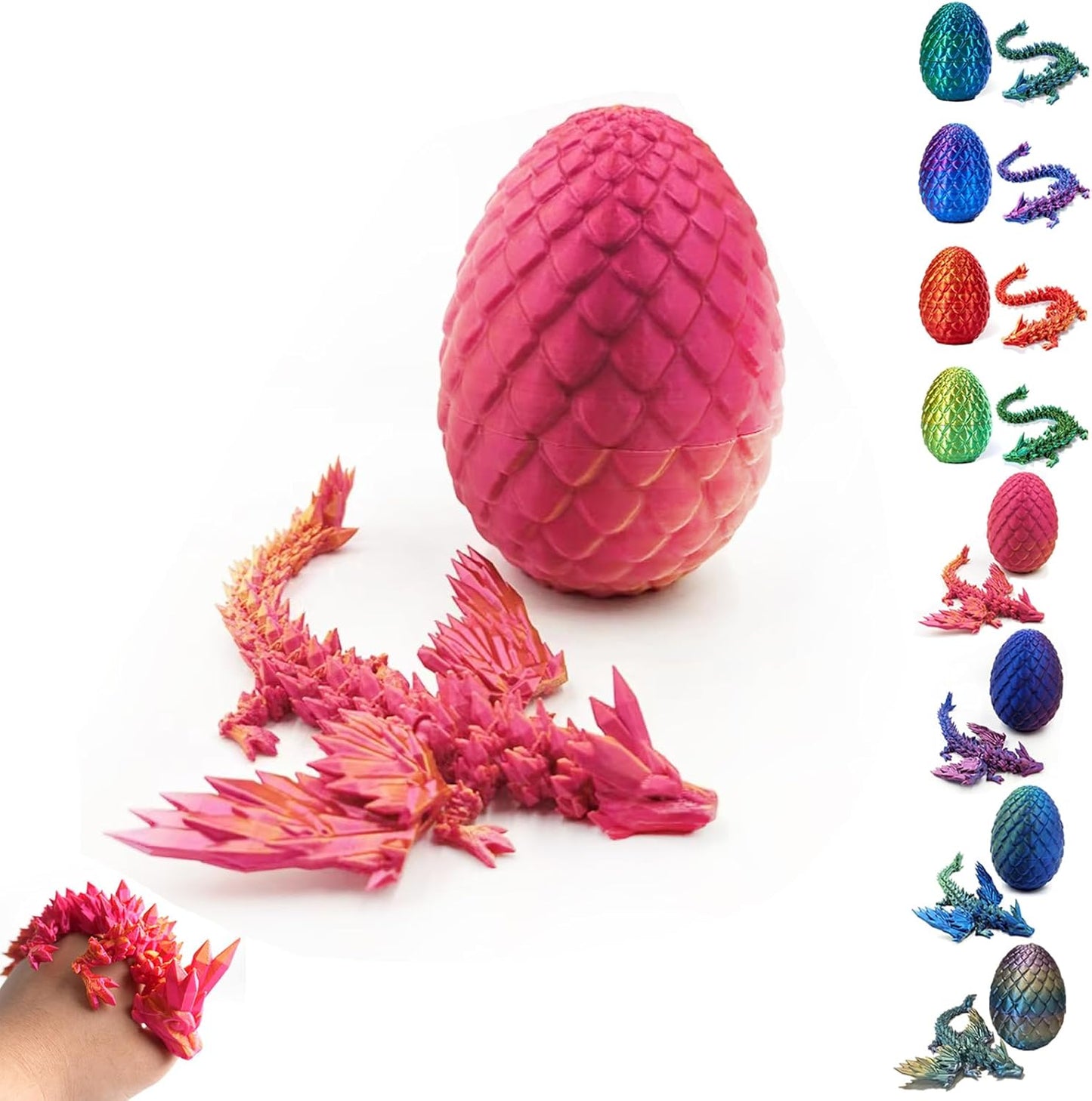 3D Printed Dragon-Flying Articulated Dragon|3D Printed Dragon Eggs with Dragon Inside|Eco-Friendly Crystal Dragon-Mystery Dragon Egg,Adults Fidget Toys for Autism ADHD (Flying Dragon/Laser Red)