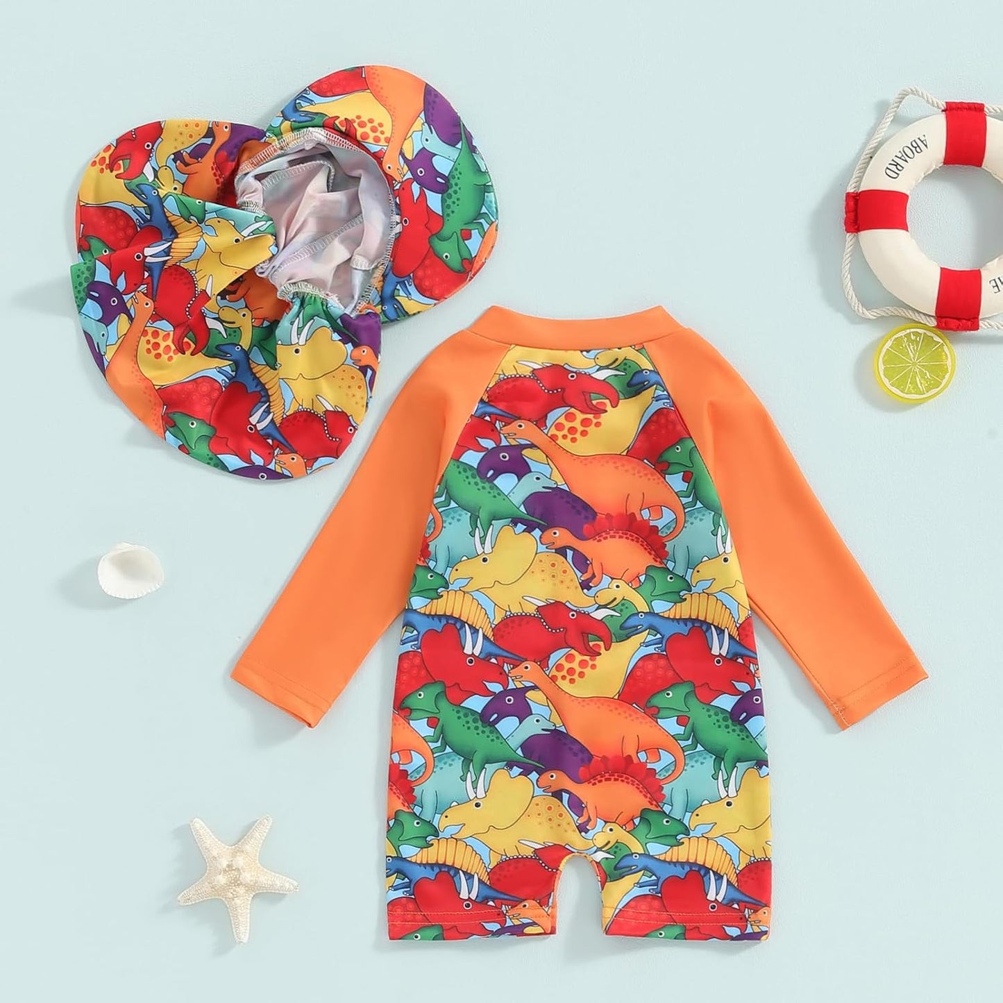 Hnyenmcko Baby/Toddler Boy Rash Guard Swimsuit Long Sleeve One Piece Zipper Swimwear Sunsuit Infant Bathing Suit Beachwear