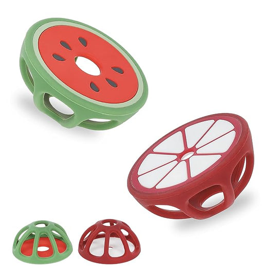 Mangosteen and Watermelon Silicone Teethers Baby Teething Toys, Newborn Essentials Must Haves, Easy-to-Hold Design Teething Ball Baby Essentials, BPA-Free