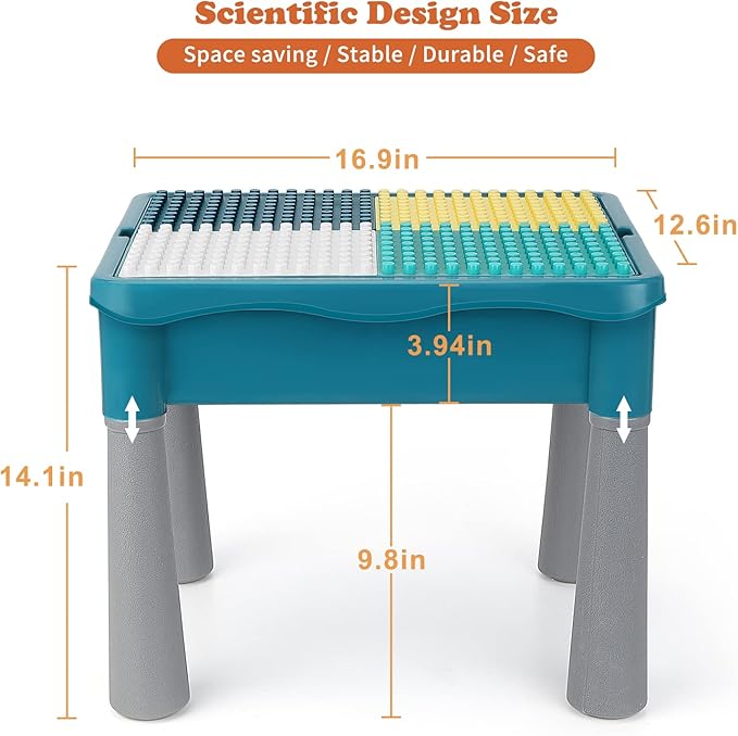 BEAURE 5-in-1 Multi Activity Sand Water Play Table, Double-Sided Kids Activity Table with Storage, 105pcs Marble Run Building Blocks Sensory Table for Kids Toddler Boys Girls