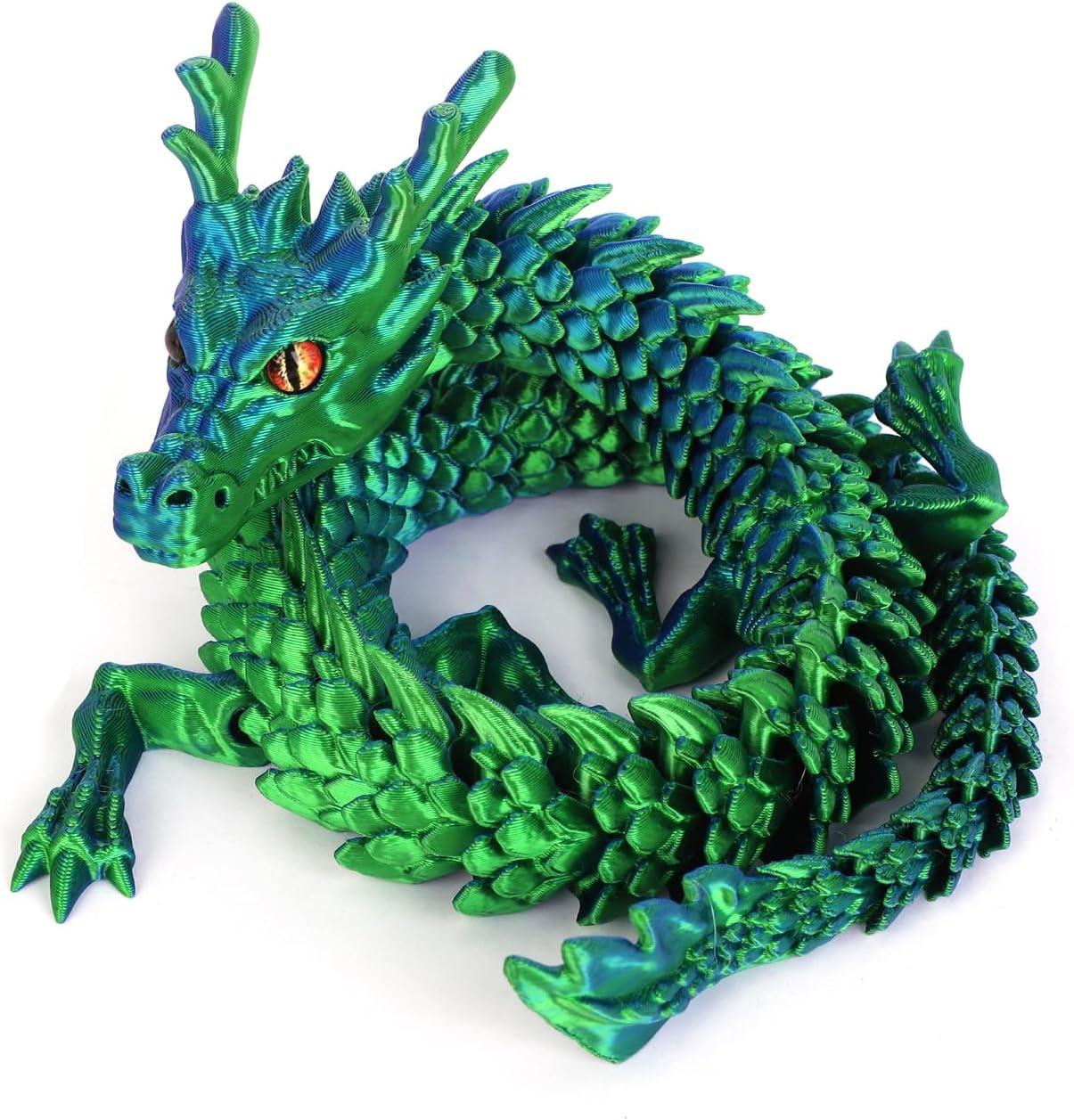 3D Printed Dragon, 17.7 Inch Articulated Dragon, Crystal Dragon, Dragon Fidget Toy, Home Office Decor Executive Desk Toys (Green)