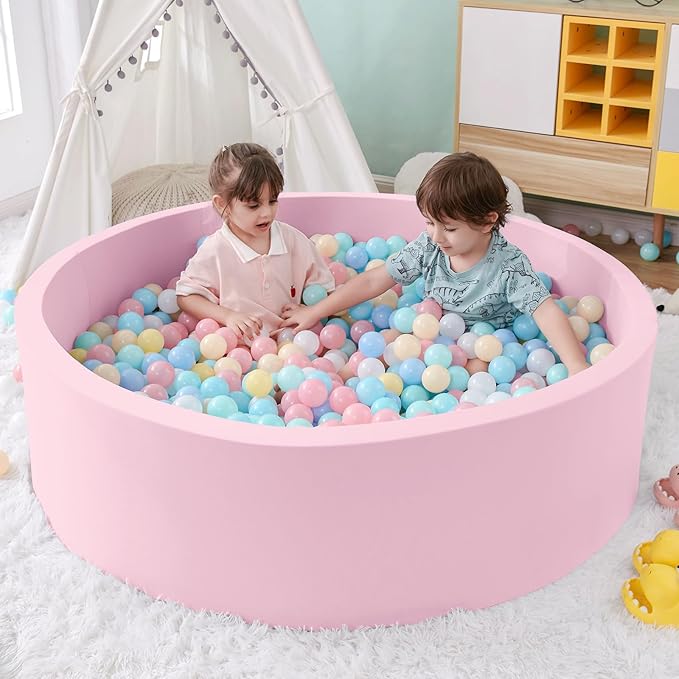 47.2"x 13.8" Foam Ball Pit, Large Ball Pits for Toddlers, Soft Round Playpen Ball Pool for Kids, Ideal Gift for Child Indoor and Outdoor Game, Pink(Balls not Included)