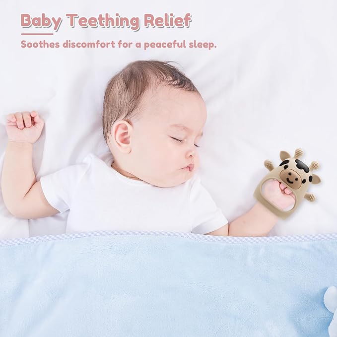 2 Pack Baby Teething Toys 0-6 6-12 Months, Adjustable Anti Dropping Wrist Teething Mittens, Food Grade Silicone Baby Chew Toys for Sucking Needs Teether for Newborns Infants Teething Relief