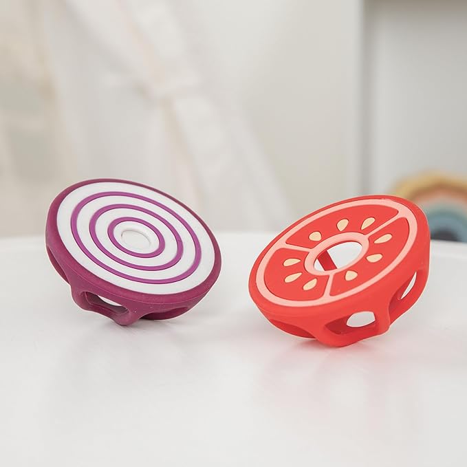 Tomato and Red Onion Silicone Teethers Baby Teething Toys, Newborn Essentials Must Haves, Easy-to-Hold Design Teething Ball Baby Essentials, BPA-Free