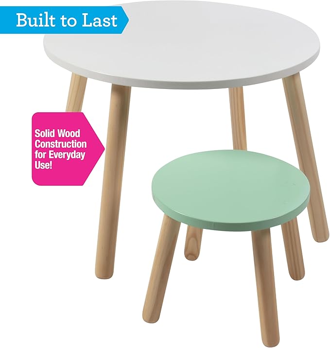 Kids Wooden Animal Table & Chair Set w 4 Seats- Tiger Panda Fox & Adult Stool for Xmas Arts Crafts, Dining, Pretend Play- Durable Playroom Furniture for Home Daycare Classroom- Toddler Activity Center