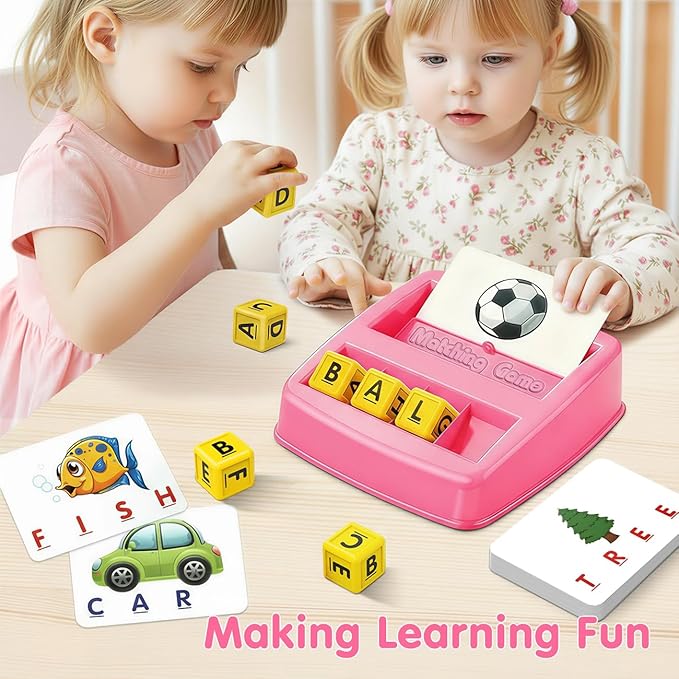 HahaGift Educational Toys for 2-5 Year Old Girl Gifts, Matching Letter Learning Games Activities, Christmas Birthday Gift for Toddler Kids Age 2 3 4 5 Year Olds Girls