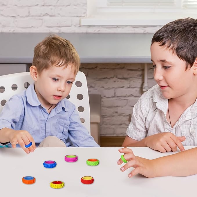 12 Pack Fidget Toys Adults Sensory Rings，Quiet Anxiety Fidgets for Classroom，Pain Stim Little Ouchies Stress Relief Sensory Toys for Kids ADHD