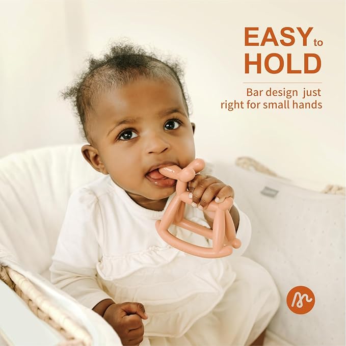 Teething Toy for Baby 0-6, 12, 18 Months Infant, Jellydog Never Drop Food Grade Silicone Rocking Teether, Prevent Choking & Odorless, Less Dust and Hair Adhesion, Baby Gift, Milk White