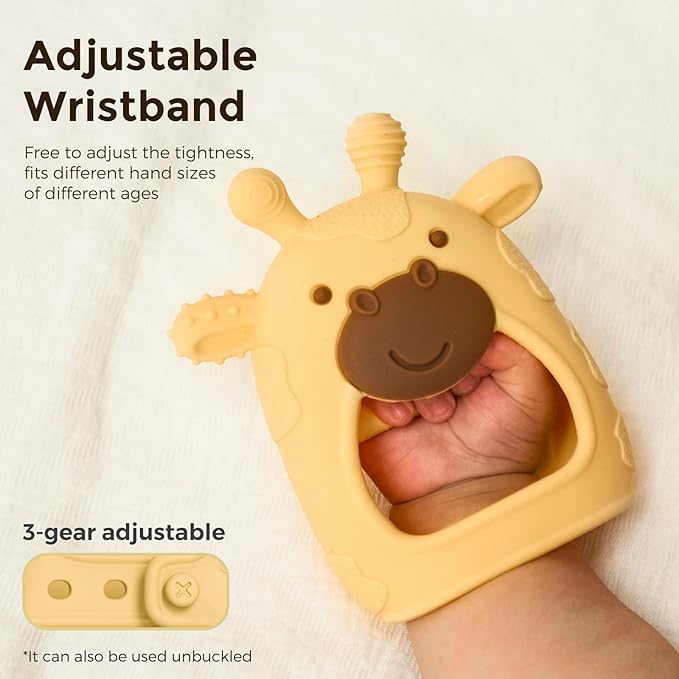 Momcozy Baby Teether Toys | Baby Teething Toys | Baby Teething Relief | Food Grade Silicone Teether Baby Toys | Baby Teether 0-6 Months | Teething Toy 6-12 Months | Baby Essential | Yellow