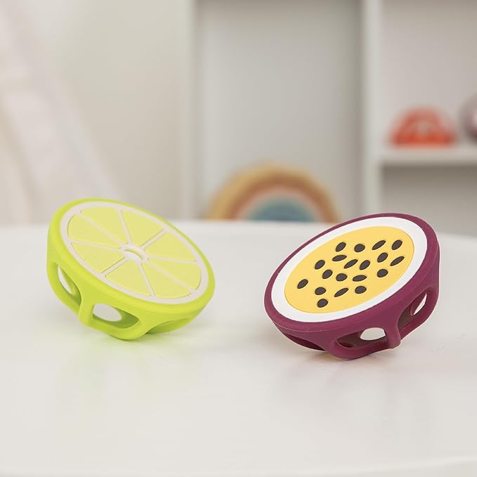 Passionfruit and Lime Silicone Teethers Baby Teething Toys, Newborn Essentials Must Haves, Easy-to-Hold Design Teething Ball Baby Essentials, BPA-Free
